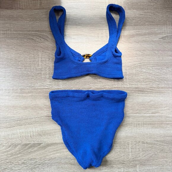 Hunza G Nadine Bikini Set Crinkle Two Set Swim in Cobalt Royale Blue OS - Picture 4 of 7